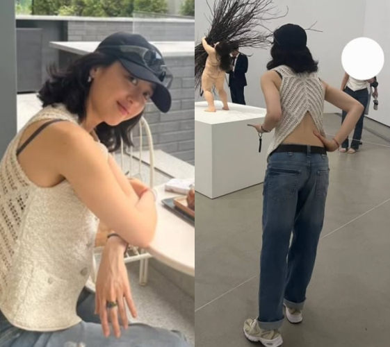 43세 맞아? 김민정, 파격 백리스 패션